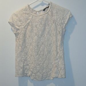 Zara Cream Lace Short Sleeve Top